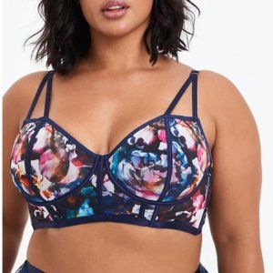 LIGHTLY LINED UNDERWIRE BRA - MESH FLORAL GALAXY BLUE
